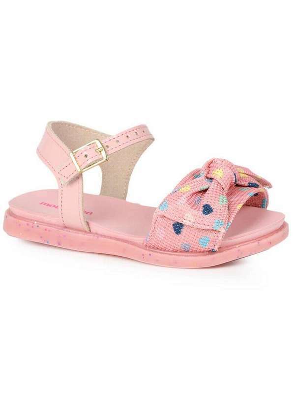 Molekinha - Sandália Rasteira Infantil Molekinha Monograma Coração Rosa