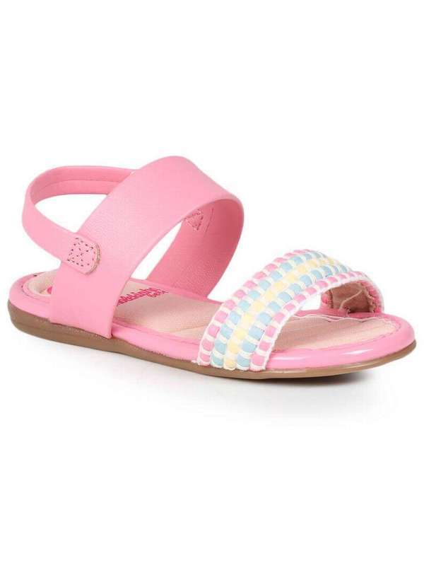 Molekinha - Sandália Rasteira Infantil Molekinha Tira Colorida Rosa