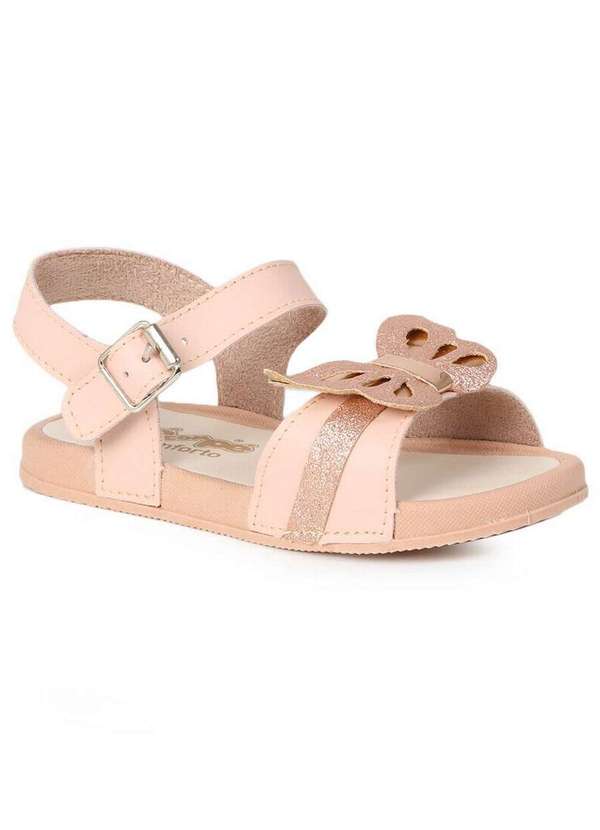 Pé com Pé - Sandália Rasteira Infantil Pé com Pé Borboleta Nude