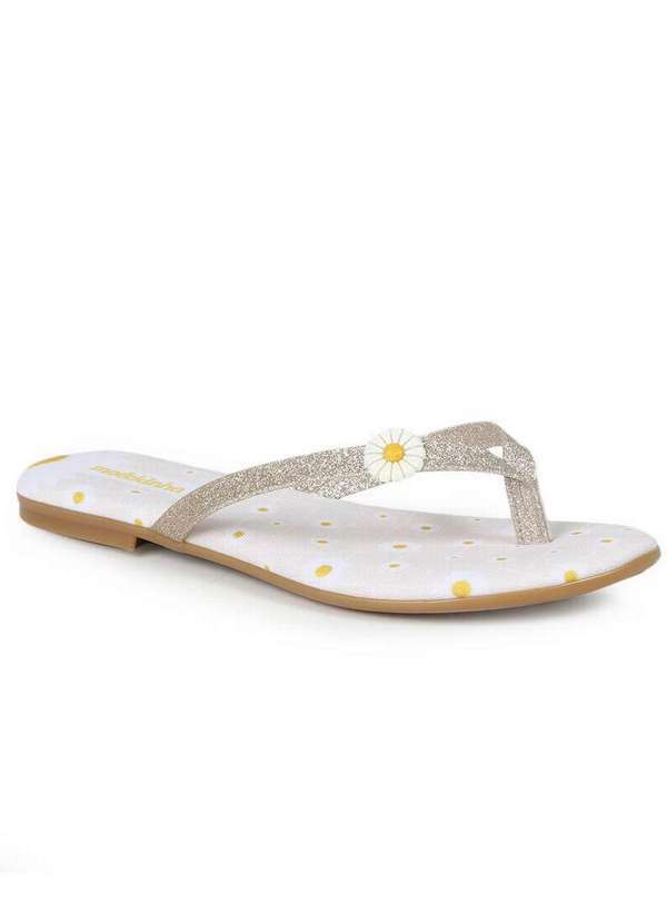 Molekinha - Tamanco Rasteiro Infantil Molekinha Glitter Shine Dourado