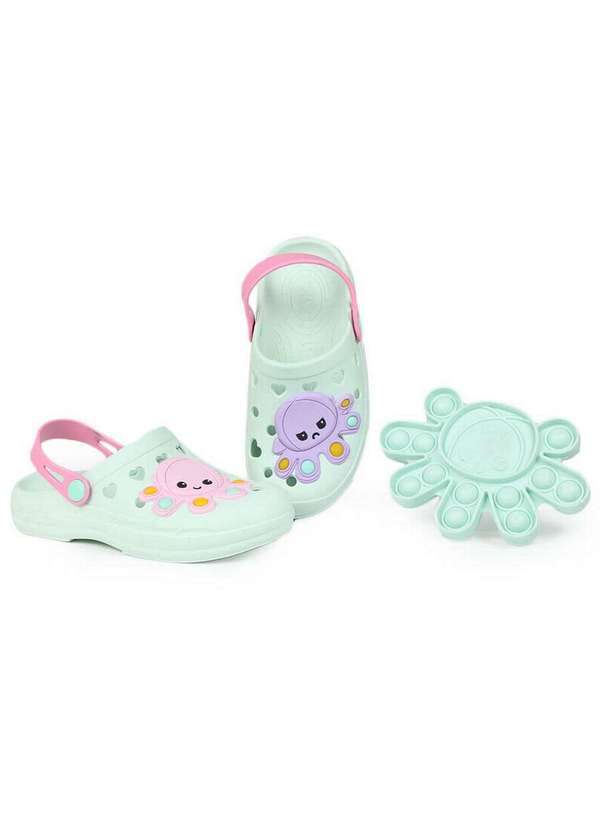 Mar e Cor - Sandália Clog Infantil Mar e Cor Polvo do Humor Verde