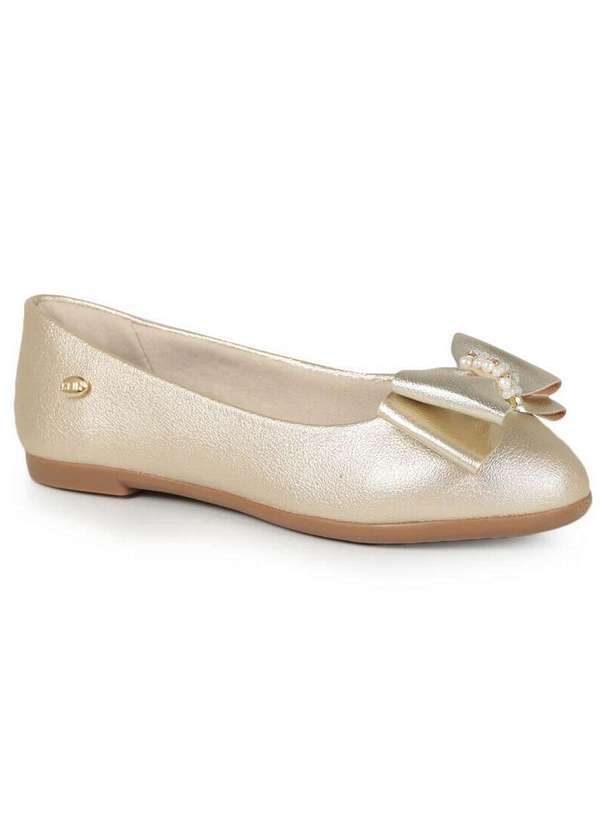 Klin - Sapatilha Infantil Klin Laço e Pérolas Dourado