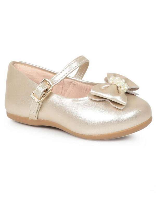 Pampili - Sapatilha Infantil Pampili Laço e Pérola Dourado