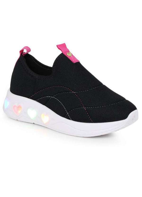 Molekinha - Tênis Casual Infantil Molekinha Led Coração Preto
