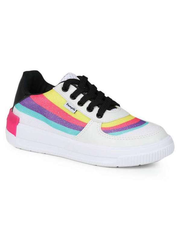 Pampili - Tênis Casual Infantil Pampili Arco Íris Branco