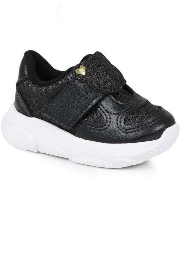 Molekinha - Tênis Infantil Molekinha Glitter e Velcro Preto