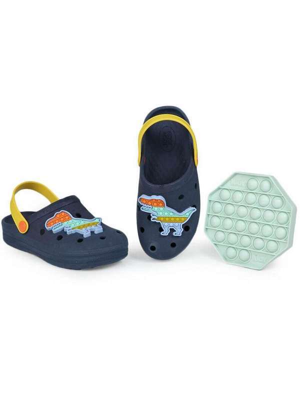 Mar e Cor - Sandália Clog Infantil Mar e Cor Dino Pop It Marinho