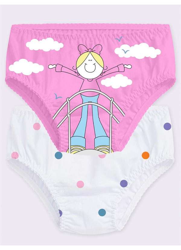 Veggi - Kit com 2 Calcinhas Turma da Bia Rosa