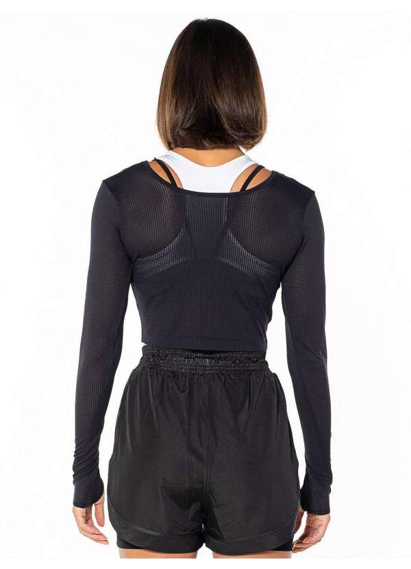 Veggi - Cropped Manga Longa Training Preto