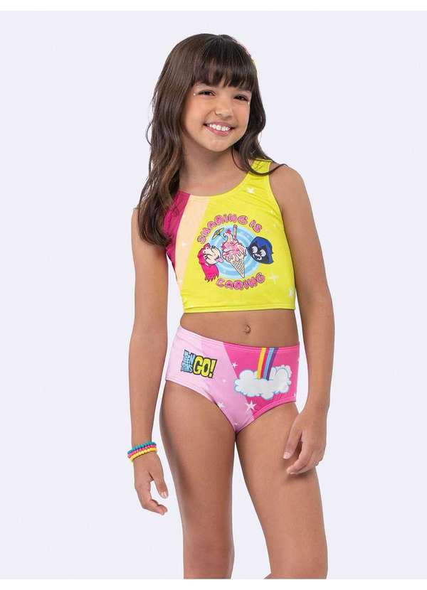 Veggi - Biquíni com Proteção Uv 50 Jovens Titãs Rosa