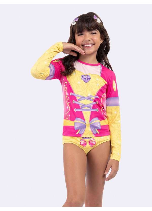 Veggi - Blusa Manga Longa Princesa com Prot Rosa