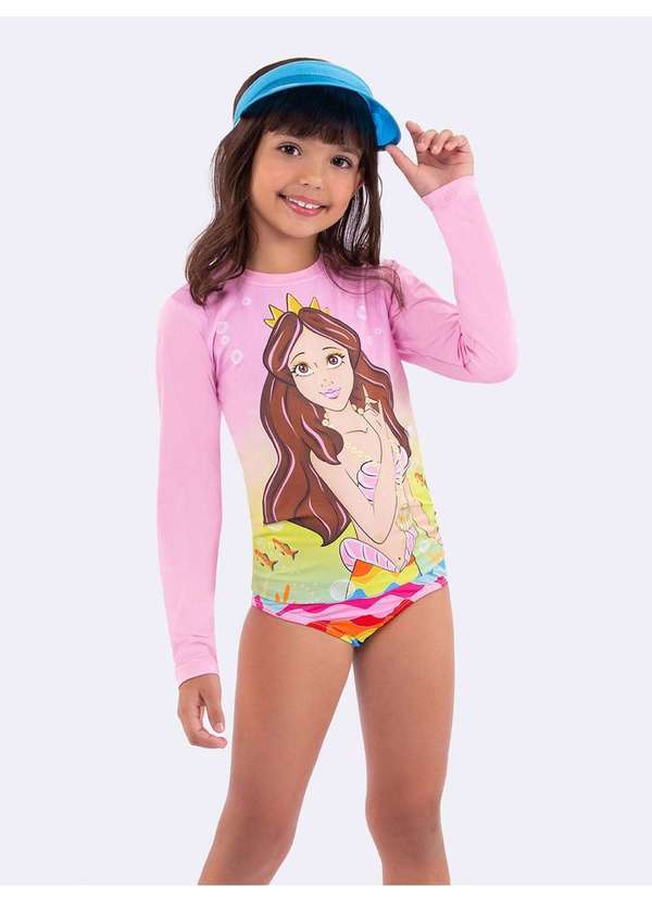Veggi - Blusa Manga Longa Sereia com Proteç Rosa