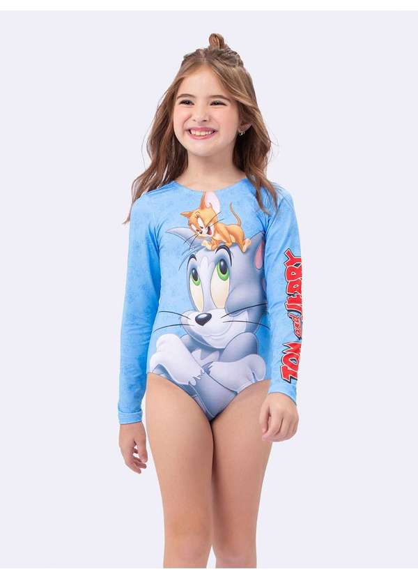 Veggi - Maiô Manga Longa com Proteção Uv 50 Azul