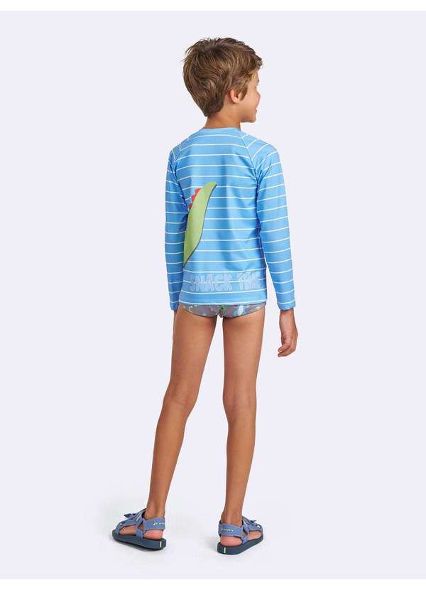 Veggi - Blusa Manga Lona Uv Dino Snacks Azul 3