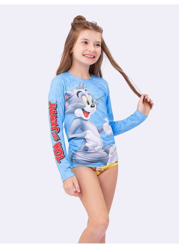 Veggi - Blusa Manga Longa Unissex Azul com Azul