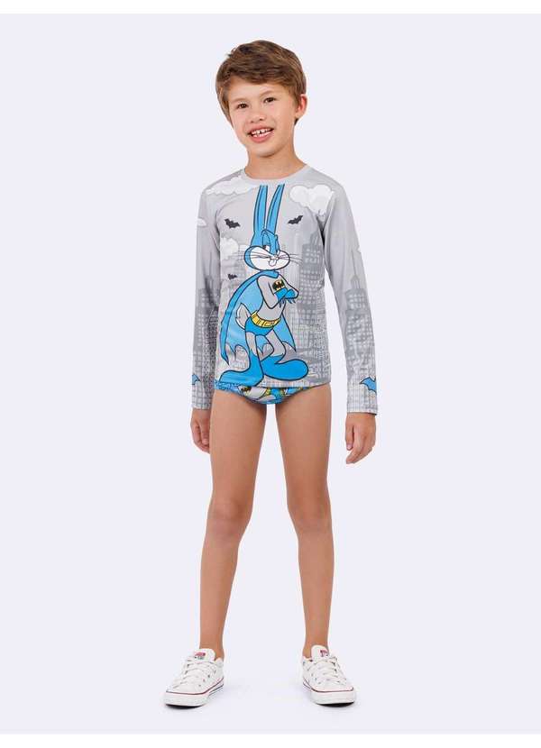 Veggi - Blusa Manga Longa Uv 50 Infantil Perna Longa Cinza