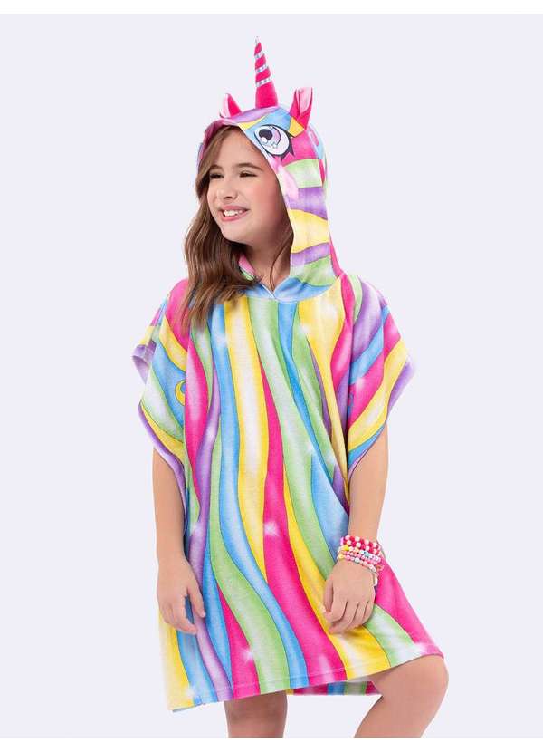 Veggi - Roupão Infantil com Capuz Unicórnio Rosa