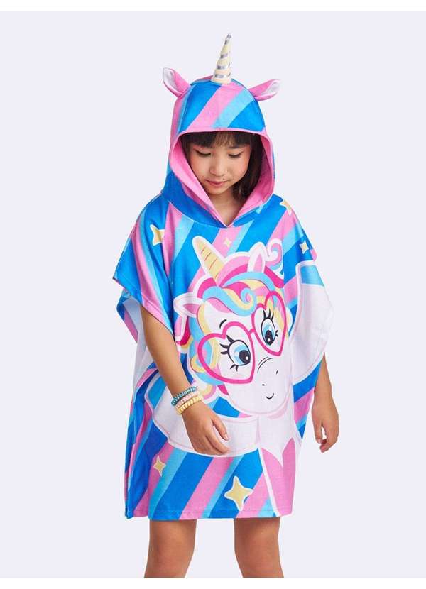 Veggi - Roupão Unicórnio Magic Stickers Azul