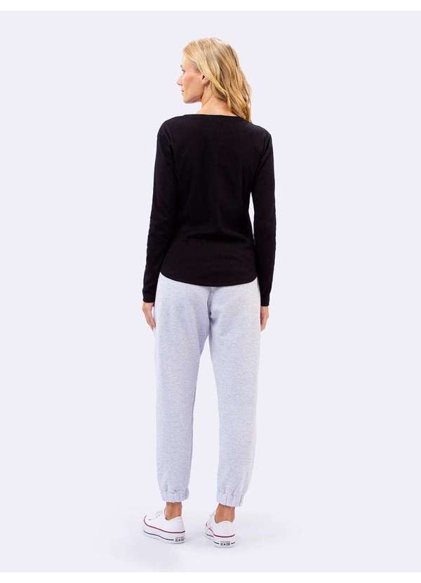 Veggi - Blusa Manga Longa Feminina Preta Preto