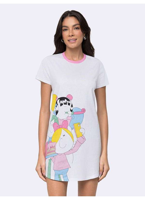 Veggi - Camisola Manga Curta Bia Listras Branco