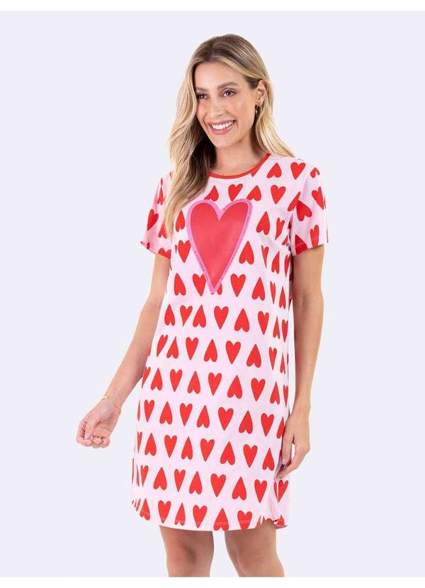 Veggi - Camisola Manga Curta Corações Rosa