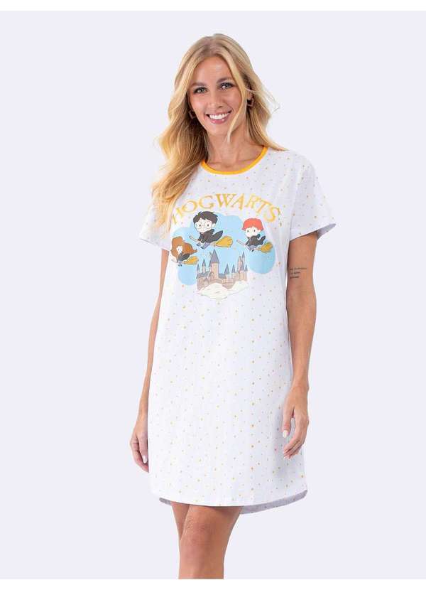 Veggi - Camisola Manga Curta Hogwarts Branco