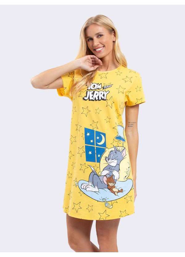 Veggi - Camisola Manga Curta Tom And Jerry Bons Sonhos Amarelo