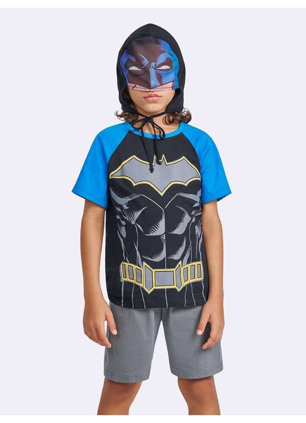 Veggi - Pijama Manga Curta com Capuz Batman Preto 4