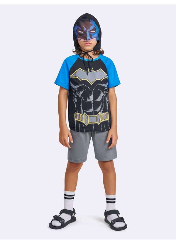 Veggi - Pijama Manga Curta com Capuz Batman Preto 6