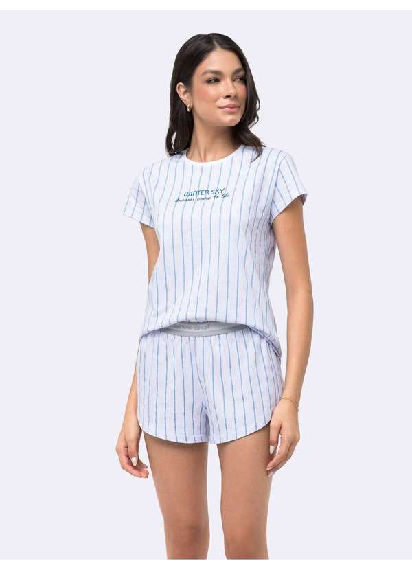 Veggi - Pijama Manga Curta com Short Feminino Branco