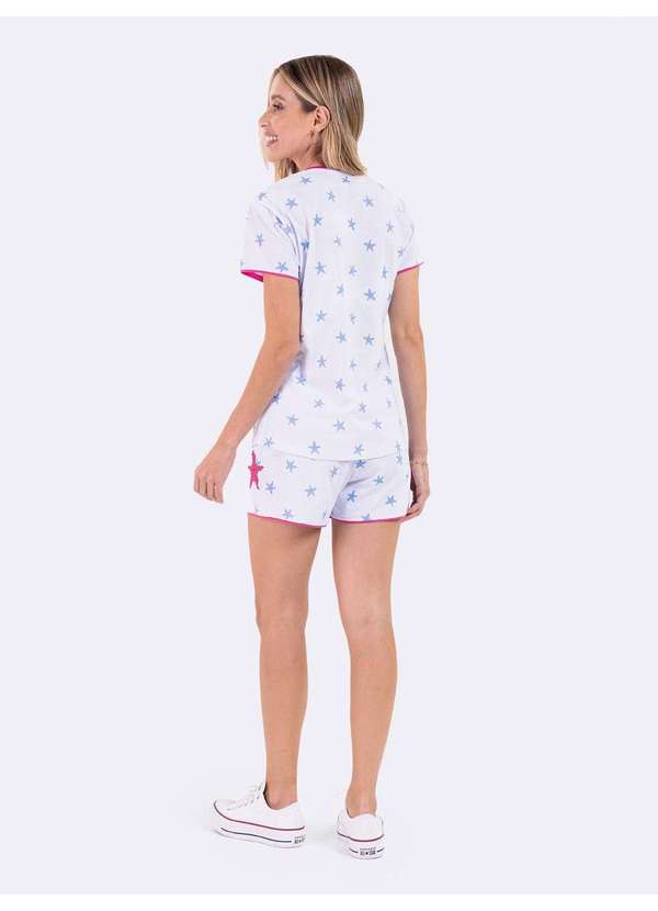 Veggi - Pijama Manga Curta Estrelas com Bag Especial Branco