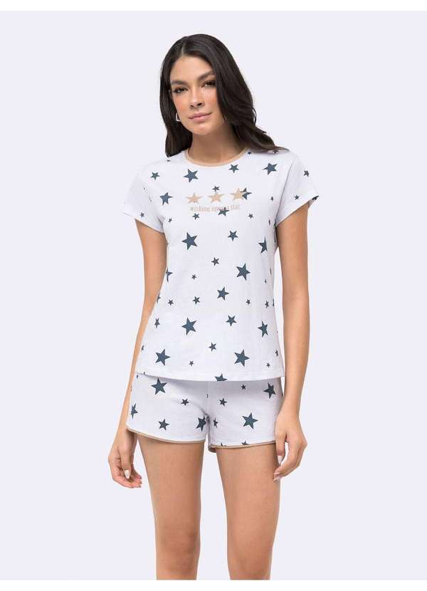 Veggi - Pijama Manga Curta Estrelas Branco
