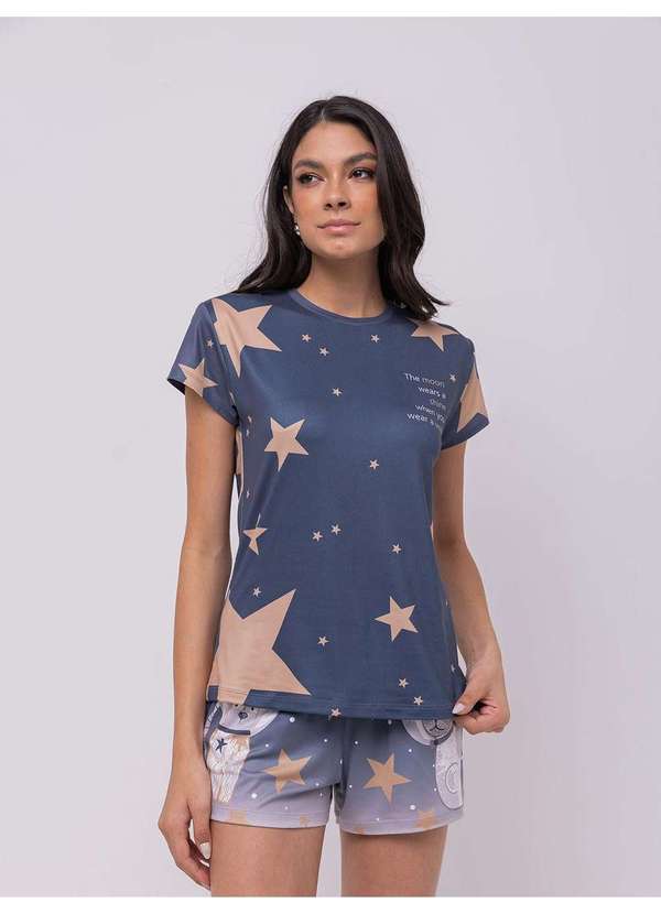 Veggi - Pijama Manga Curta Estrelas Cinza