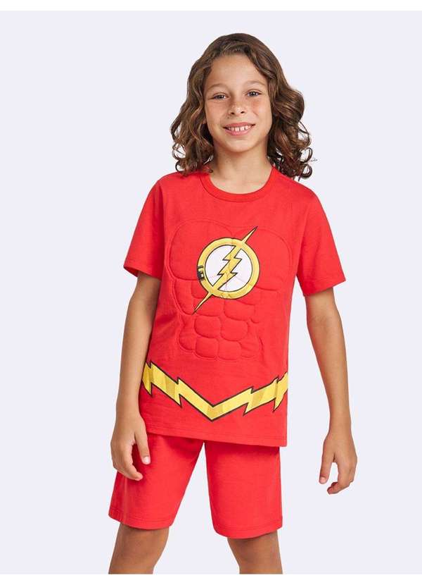 Veggi - Pijama Manga Curta Flash Vermelho