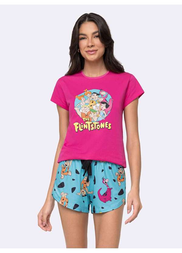 Veggi - Pijama Manga Curta Flintstones Yabba Dabba Doo Rosa