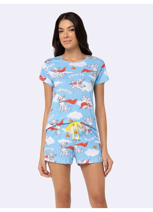 Veggi - Pijama Manga Curta Krypto Azul