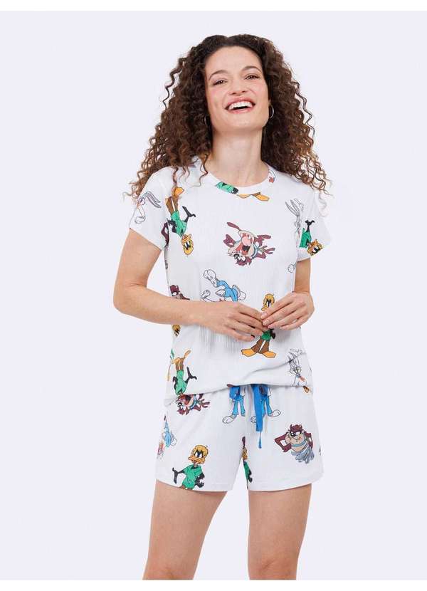 Veggi - Pijama Manga Curta Loney Tunes Branco