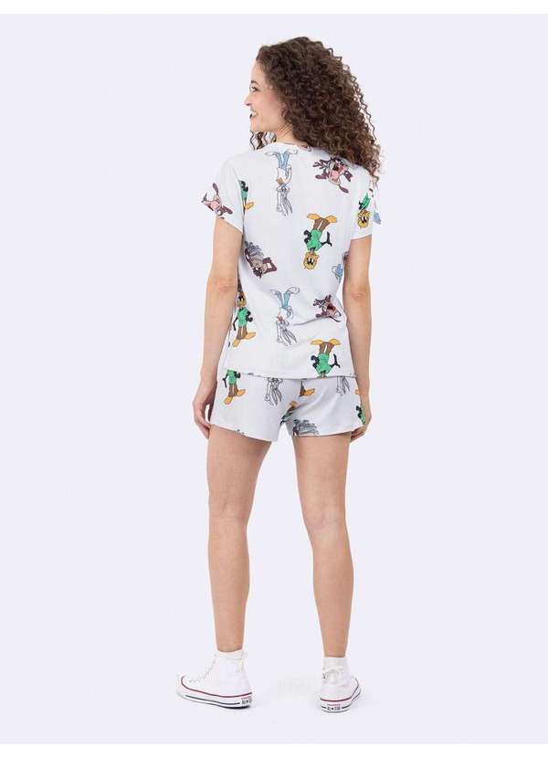 Veggi - Pijama Manga Curta Loney Tunes Branco 3