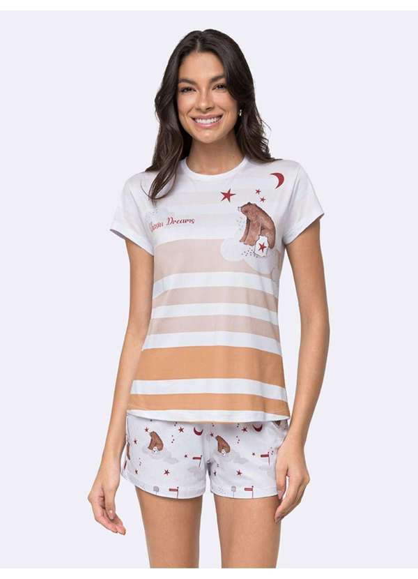 Veggi - Pijama Manga Curta Raízes do Sol Branco