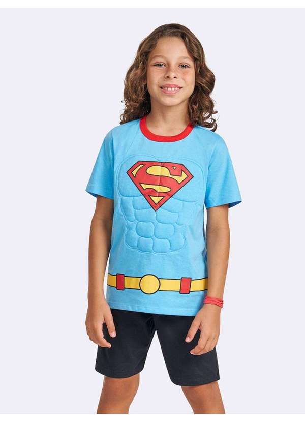 Veggi - Pijama Manga Curta Superman Azul