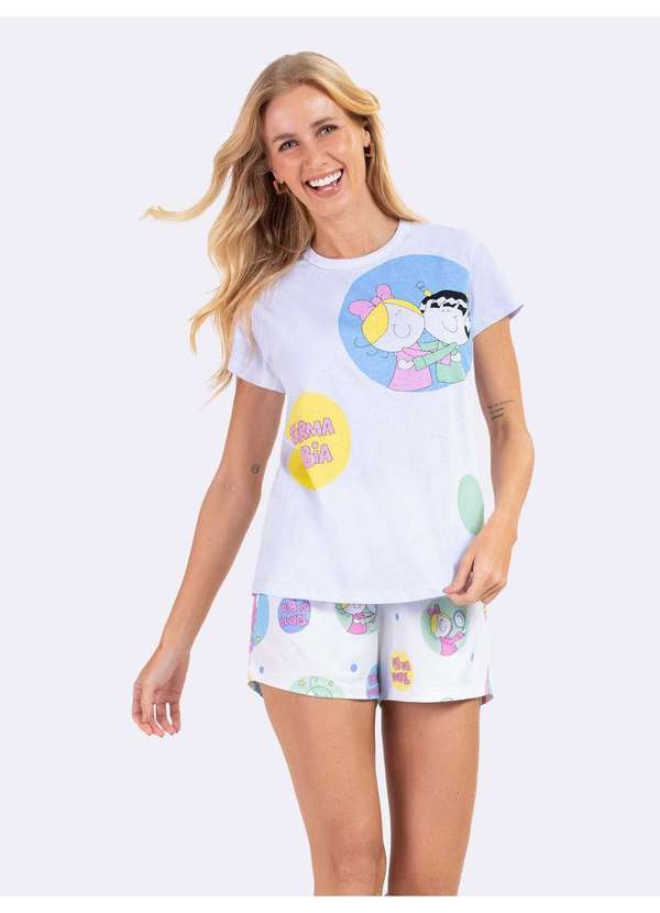 Veggi - Pijama Manga Curta Turma da Bia Friendship Branco