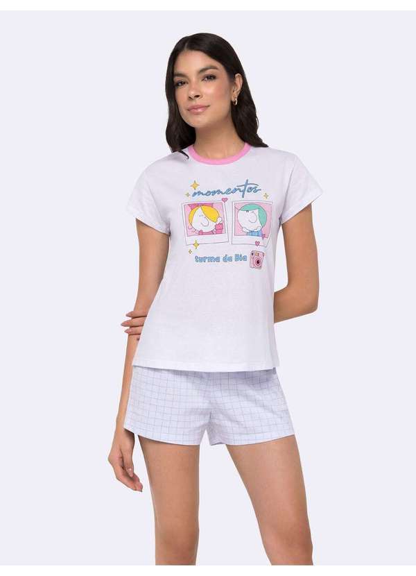 Veggi - Pijama Manga Curta Turma da Bia Branco