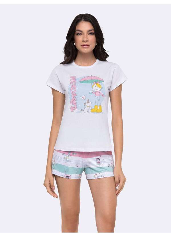 Veggi - Pijama Manga Curta Turma da Bia Branco