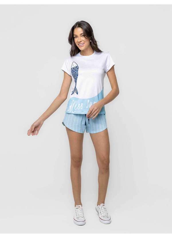 Veggi - Pijama Manga Curto Memórias de Verão Branco 4