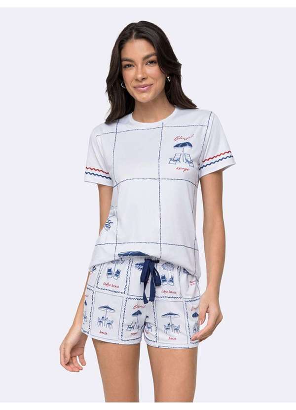 Veggi - Pijama Manga Curto Memórias de Verão Branco