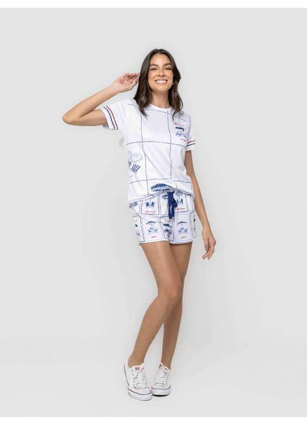 Veggi - Pijama Manga Curto Memórias de Verão Branco 3