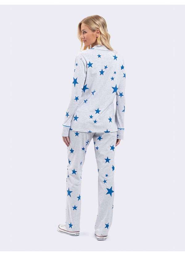 Veggi - Pijama Manga Longa Aberto Americano Shine Like a Star Cinza 3