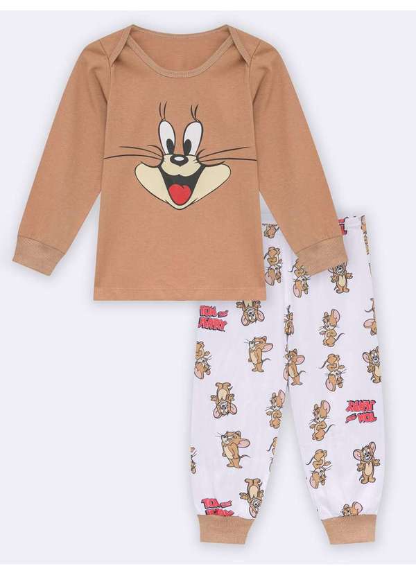 Veggi - Pijama Manga Longa Bebê Jerry Mood Marrom