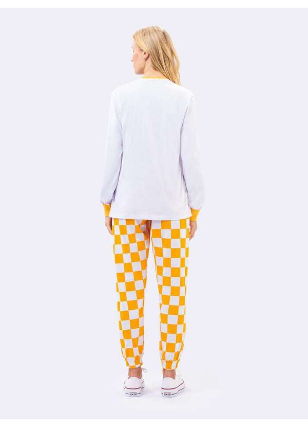 Veggi - Pijama Manga Longa c/ Calça Jogger Turma da Bia Lets Party Branco