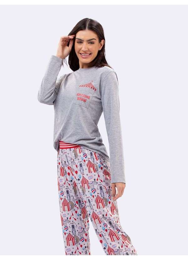 Veggi - Pijama Manga Longa Circus Cinza 3